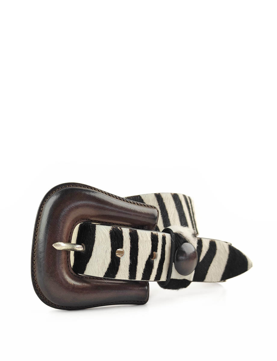Cintura donna ZOE colore zebra brown arrotolata