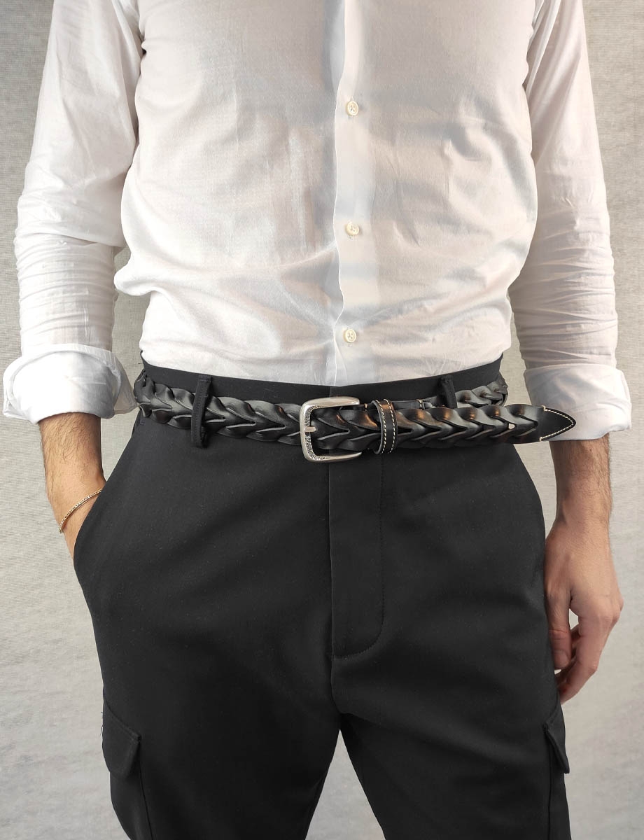 Cintura unisex Alex indossata uomo colore nero